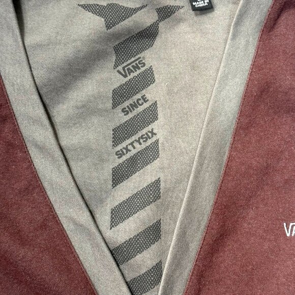 Vans Button-Up Cardigan Mens Size L Maroon/Gray TIE Print Inside Grandpa Sweater - Picture 8 of 9